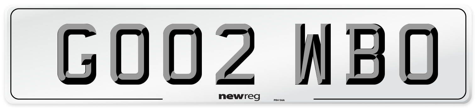 GO02 WBO Number Plate from New Reg